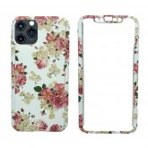 360 Full Cover Marble + Tempered Glass Apple iPhone 11 Pro Floral White